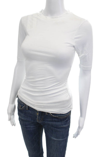 Jacquemus Women Basic White Lyocell Crew Neck Short Sleeve T-Shirt Size XS