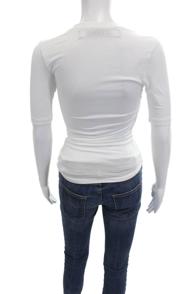 Jacquemus Women Basic White Lyocell Crew Neck Short Sleeve T-Shirt Size XS