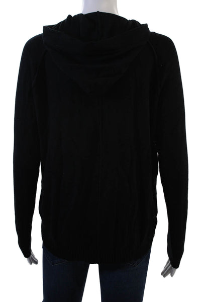 Elan Women Pullover Hoodie Black Solid Long Sleeve Drawstring Size S
