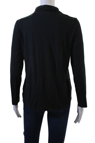 Eileen Fisher Women Black Mock Neck Long Sleeve Top Rayon Lycra Size M