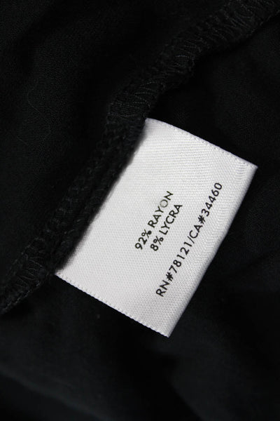 Eileen Fisher Women Black Mock Neck Long Sleeve Top Rayon Lycra Size M