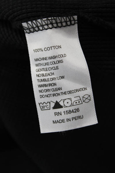 Leallo Womens Pullover Sweatshirt Black 100% Cotton Crew Neck Long Sleeve Size M
