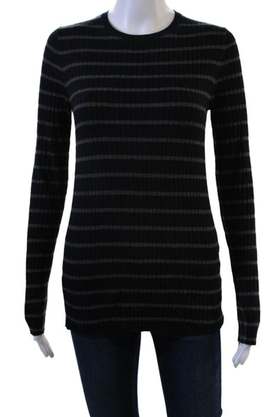 Vince Unisex Pullover Black Striped Crew Neck Long Sleeve Sweater Size M