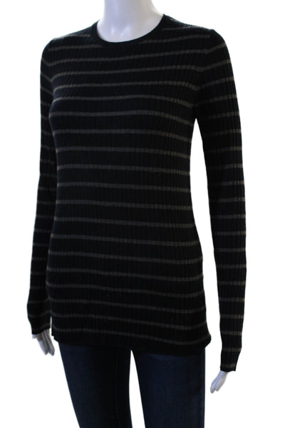 Vince Unisex Pullover Black Striped Crew Neck Long Sleeve Sweater Size M