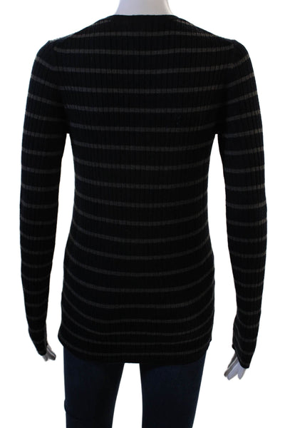 Vince Unisex Pullover Black Striped Crew Neck Long Sleeve Sweater Size M