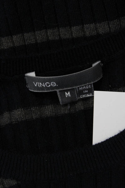 Vince Unisex Pullover Black Striped Crew Neck Long Sleeve Sweater Size M