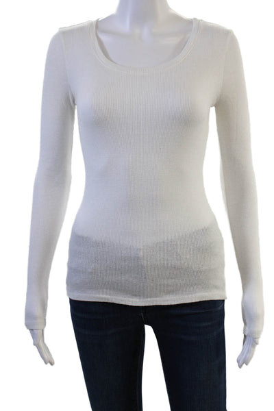 Michael Stars Women Basic Long Sleeve White T-Shirt Size XS