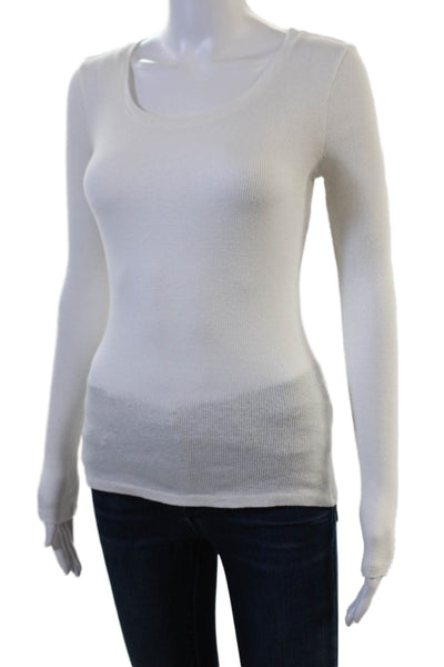 Michael Stars Women Basic Long Sleeve White T-Shirt Size XS