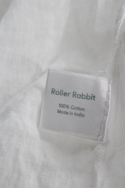 Roller Rabbit Women Sundress White Polka Dot V-Neck Sleeveless Cotton Size S