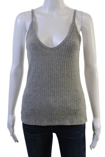 LNA Women V-Neck Sleeveless Camisole Gray Size M
