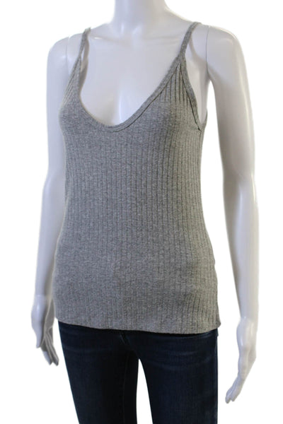 LNA Women V-Neck Sleeveless Camisole Gray Size M