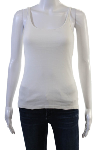 J Crew Women Basic Cotton Camisole White Sleeveless Round Neck Size M