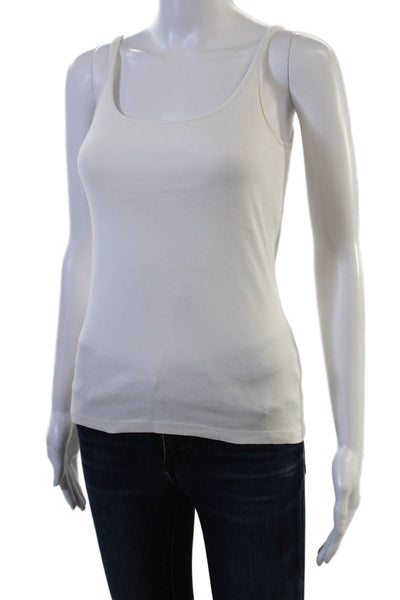 J Crew Women Basic Cotton Camisole White Sleeveless Round Neck Size M