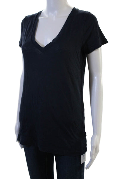 J Crew Womens Basic Dark Blue V-Neck Cotton Short Sleeve T-Shirt Size S