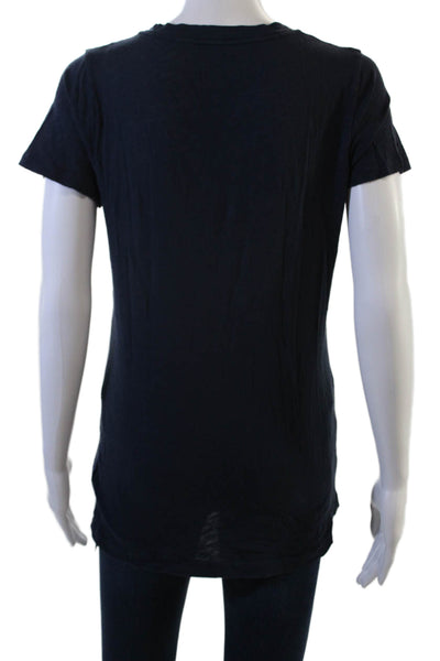 J Crew Womens Basic Dark Blue V-Neck Cotton Short Sleeve T-Shirt Size S