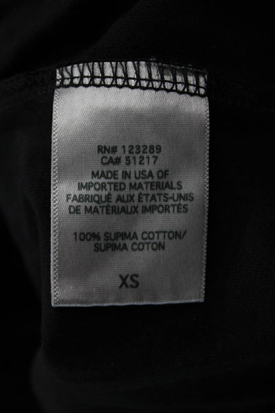 Michael Lauren Womens Cropped Basic Black Crew Neck Supima Cotton Tee Size XS