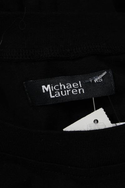 Michael Lauren Womens Cropped Basic Black Crew Neck Supima Cotton Tee Size XS