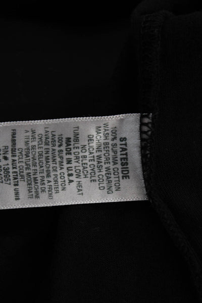 Stateside Womens Basic Black T-Shirt V-Neck Short Sleeve Supima Cotton Size L