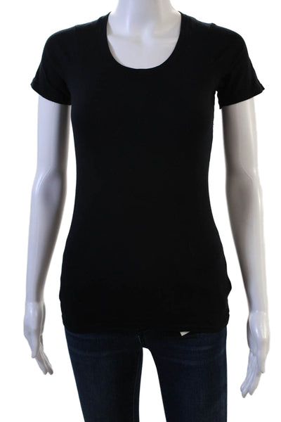 Monrow Womens Basic Black Short Sleeve T-Shirt Round Neck Size S