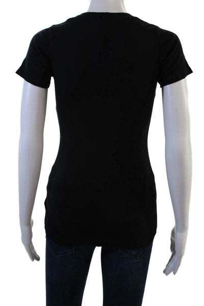 Monrow Womens Basic Black Short Sleeve T-Shirt Round Neck Size S