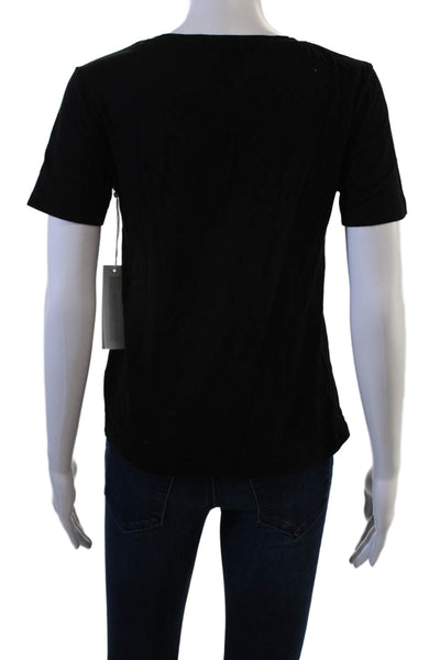 Stateside Womens Basic V-Neck Black Short Sleeve T-Shirt Size XS