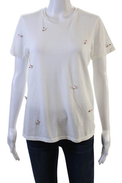 Michael Lauren Women Basic Floral Supima Cotton Short Sleeve T-Shirt Size S