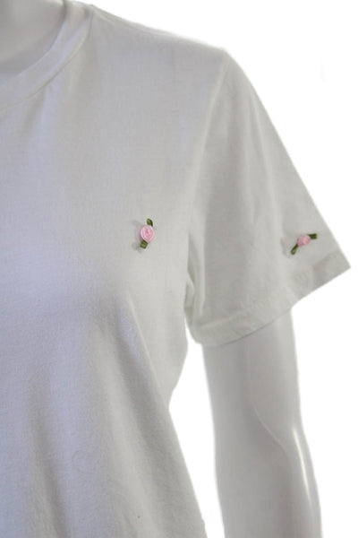 Michael Lauren Women Basic Floral Supima Cotton Short Sleeve T-Shirt Size S
