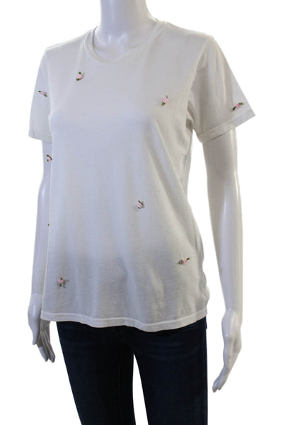 Michael Lauren Women Basic Floral Supima Cotton Short Sleeve T-Shirt Size S