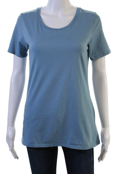 ATM Womens Basic Blue Cotton T-Shirt Short Sleeve Round Neck Size S