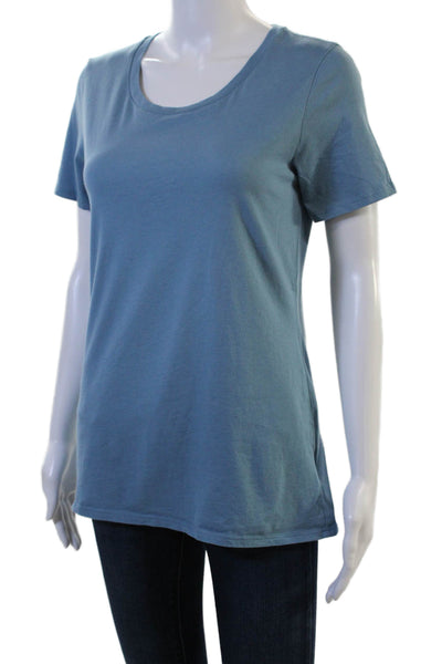 ATM Womens Basic Blue Cotton T-Shirt Short Sleeve Round Neck Size S
