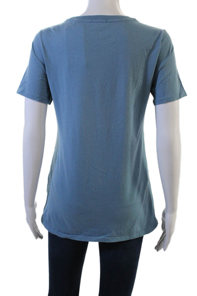 ATM Womens Basic Blue Cotton T-Shirt Short Sleeve Round Neck Size S