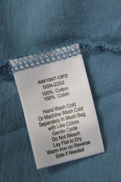 ATM Womens Basic Blue Cotton T-Shirt Short Sleeve Round Neck Size S