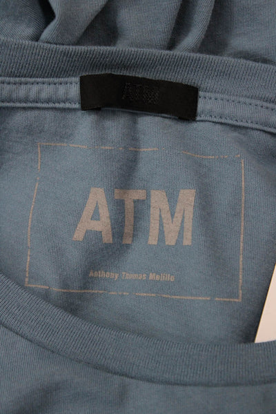 ATM Womens Basic Blue Cotton T-Shirt Short Sleeve Round Neck Size S