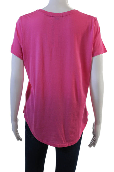 Vince Women Basic Pink T-Shirt 50% Pima Cotton 50% Modal Size M