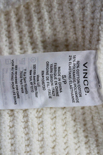 Vince Unisex Striped Sleeveless Mock Neck Vest Beige Cotton Blend Size S