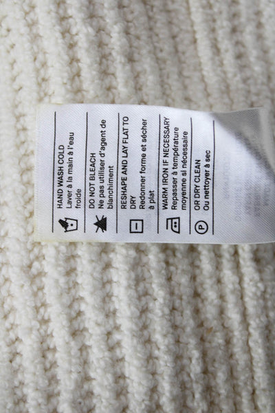 Vince Unisex Striped Sleeveless Mock Neck Vest Beige Cotton Blend Size S