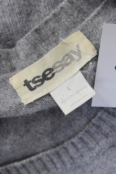 TSE Say Unisex 100% Cashmere Gray Pullover Sweater Crew Neck Size L