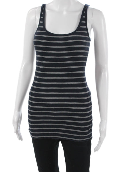 Vince Womens Sleeveless Striped Basic Tank Dark Blue Size M