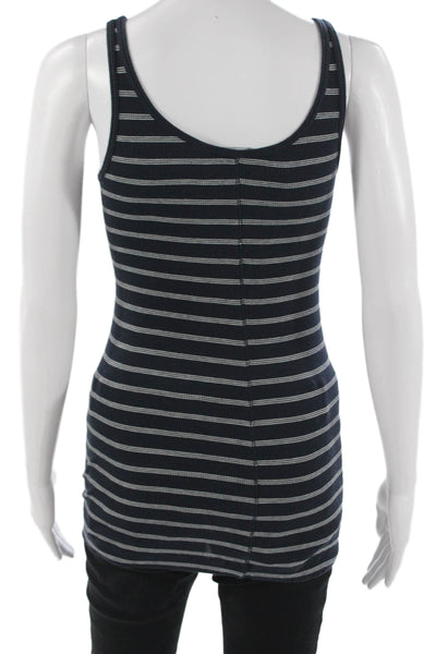 Vince Womens Sleeveless Striped Basic Tank Dark Blue Size M