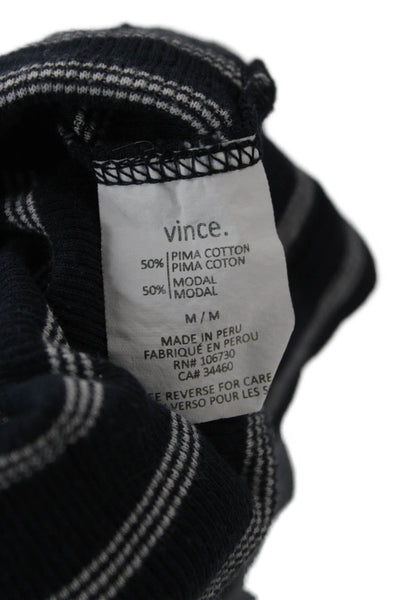 Vince Womens Sleeveless Striped Basic Tank Dark Blue Size M