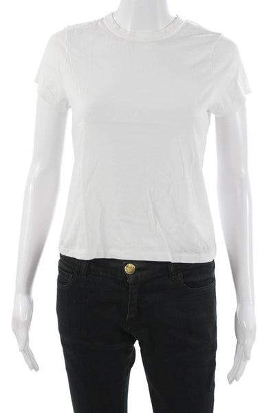 Jason Scott Womens White Pima Cotton Crewneck Short Sleeve T-Shirt Size XS