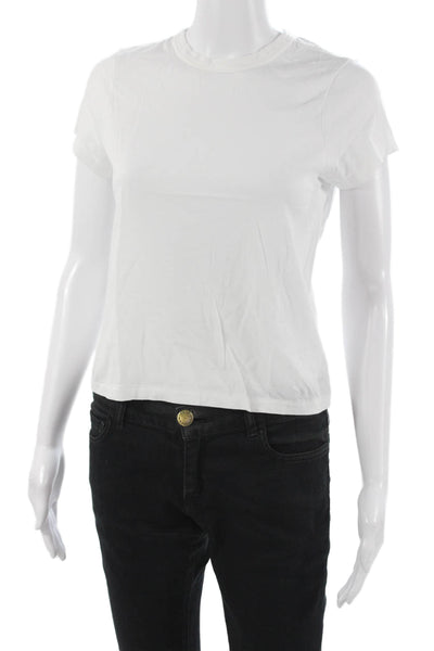 Jason Scott Womens White Pima Cotton Crewneck Short Sleeve T-Shirt Size XS