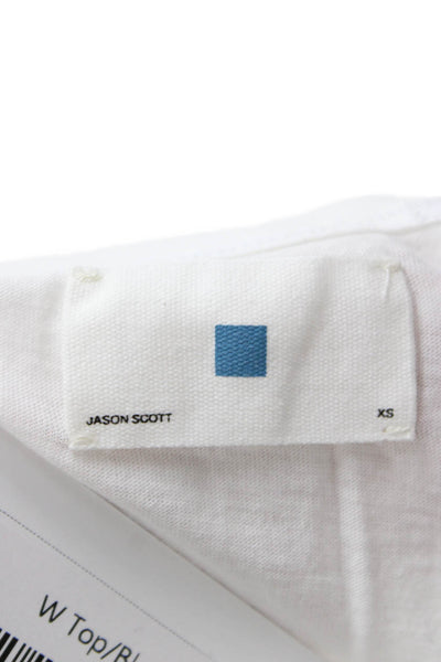 Jason Scott Womens White Pima Cotton Crewneck Short Sleeve T-Shirt Size XS