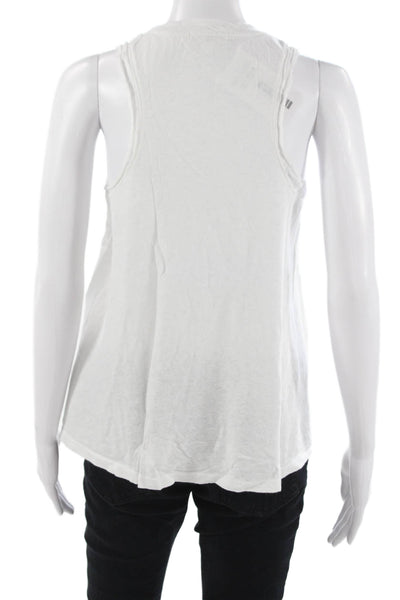 Sundry Womens White Basic Sleeveless Tank Hemp Cotton Crew Neck Size 1