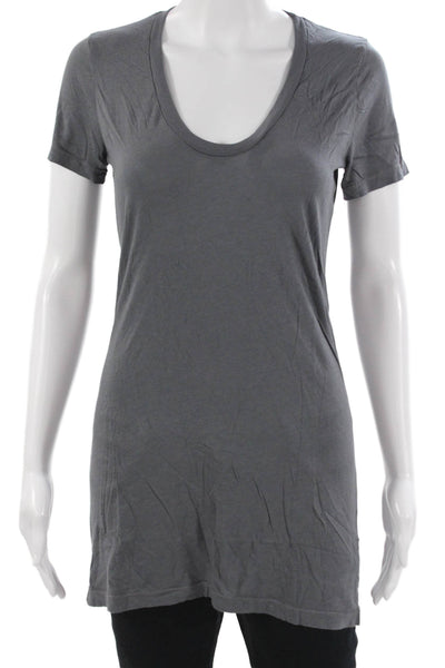 Splendid Women Basic Tunic T-Shirt Gray Short Sleeve Round Neck Size L
