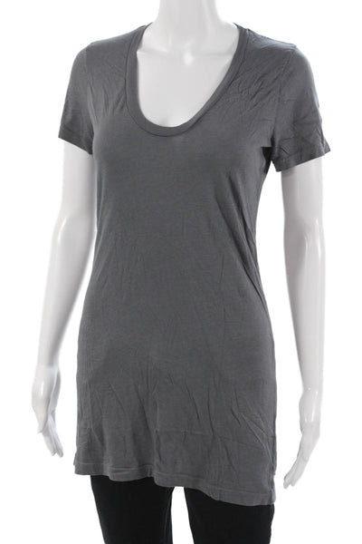 Splendid Women Basic Tunic T-Shirt Gray Short Sleeve Round Neck Size L