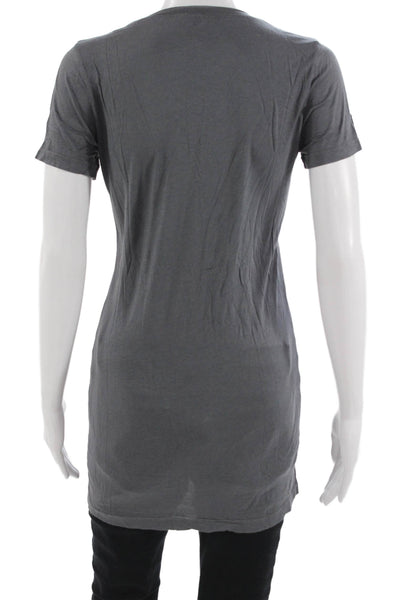 Splendid Women Basic Tunic T-Shirt Gray Short Sleeve Round Neck Size L