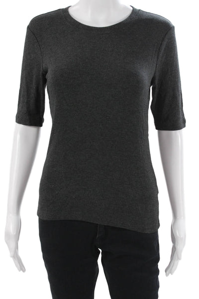 Goldie Womens Basic Dark Gray Short Sleeve T-Shirt Modal Spandex Size M