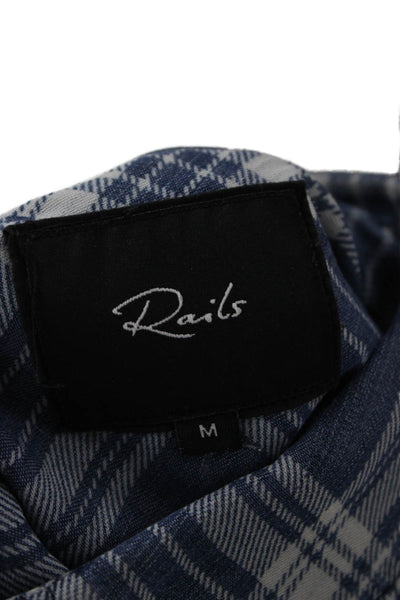 Rails Women Plaid Tencel Button-Up Collared Long Sleeve Blue 90s Size M