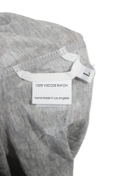 Enza Costa Women Basic Gray Viscose Rayon Round Neck Tank Size L
